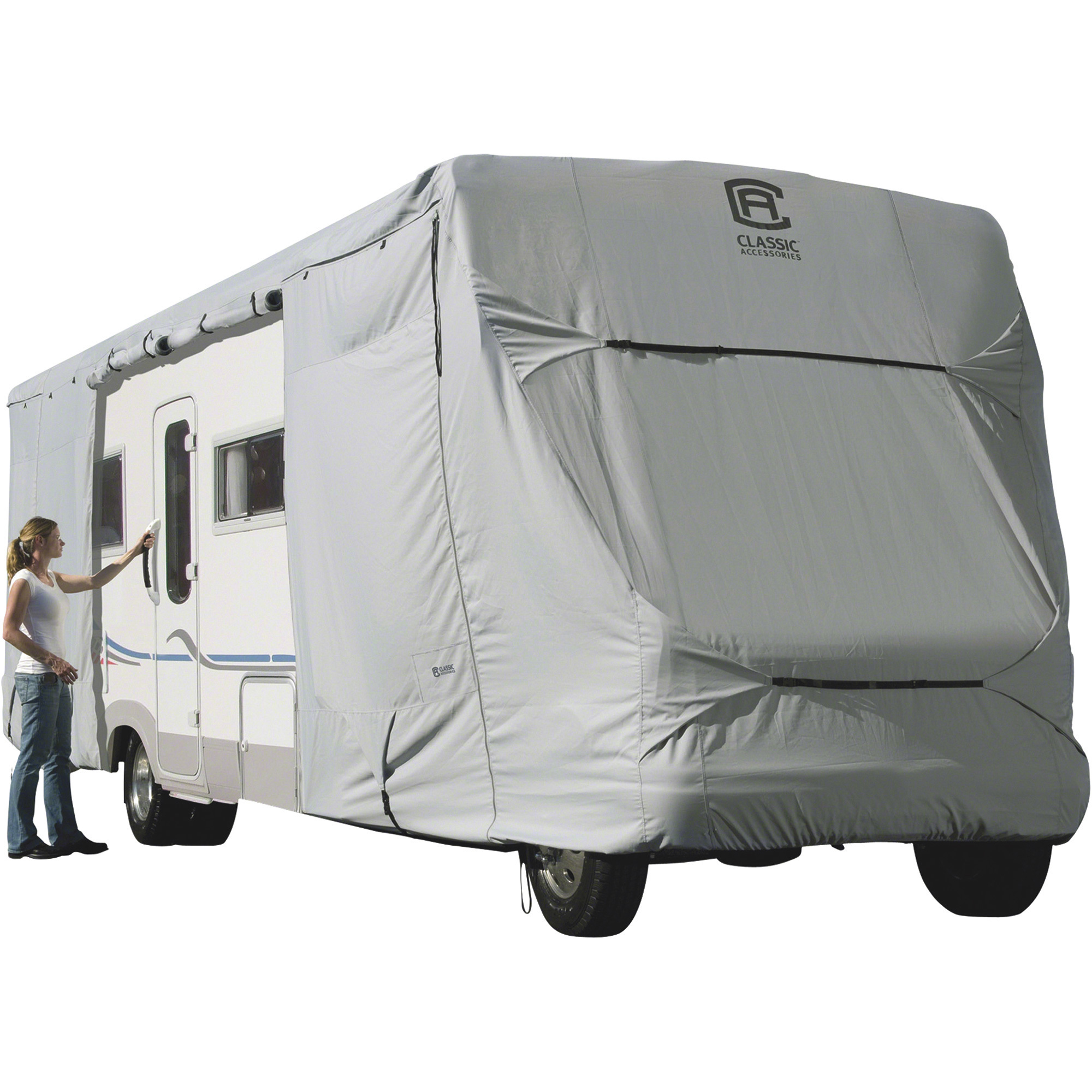 Classic Accessories PermaPRO Class C RV Cover, Gray, Fits 32ft.L-35ft.L x 125in.Tall Class C RVs, Model# 80-314-191001-RT